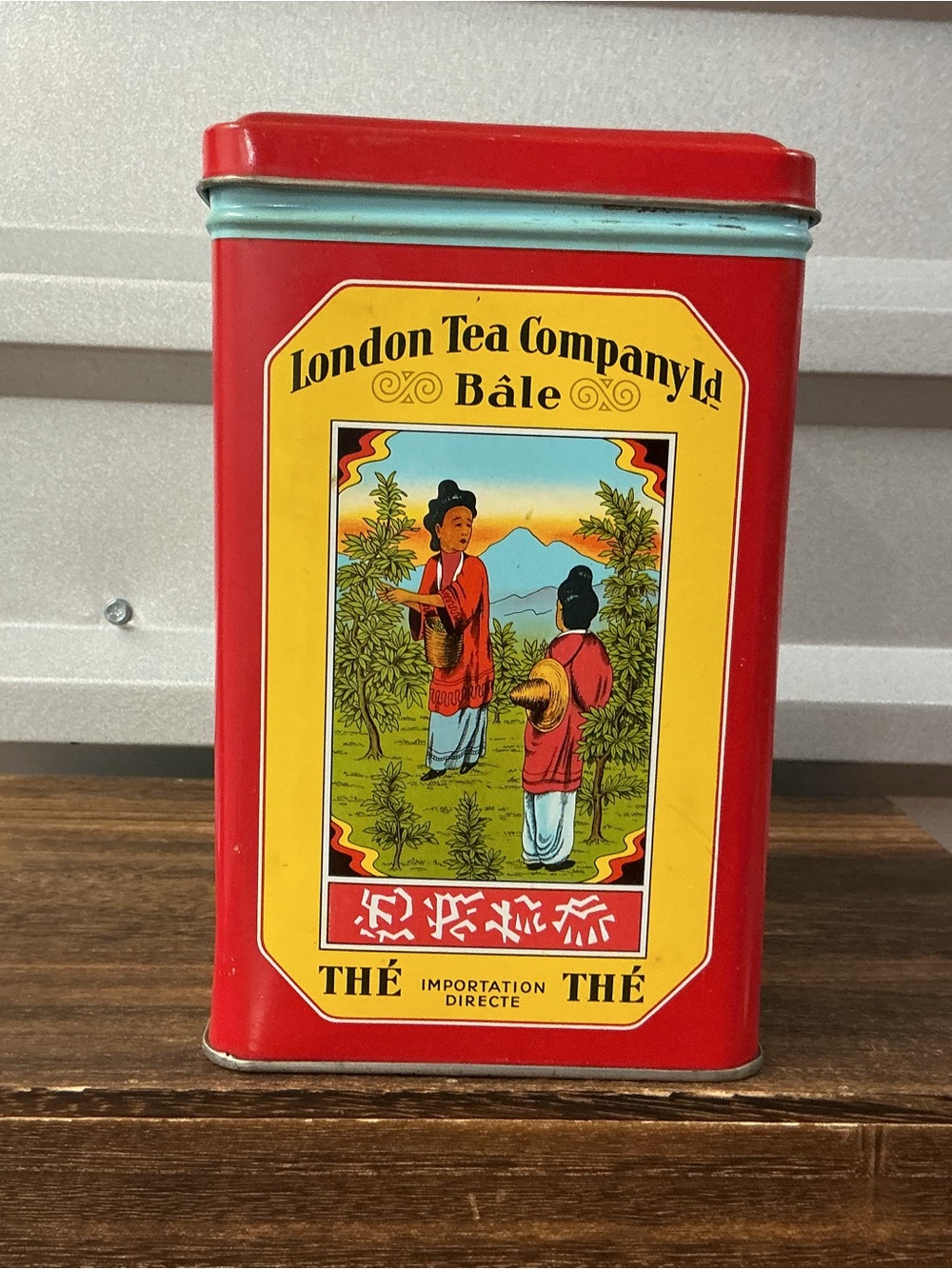 London Tea Company Ltd Bale Collectible Tin Vintage Red Yellow Chinese